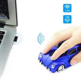 Usbkingdom 2.4GHz Wireless Mouse Cool 3D Sport Car Shaped Ergonomic Optical Cordless Mice with USB Receiver for PC Laptop Computer Notebook 1600DPI Blue