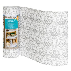 Smooth Top EasyLiner for Cabinets & Drawers - Easy to Install & Cut to Fit - Shelf Paper & Drawer Liner Non Adhesive - Non Slip Shelf Liner for Kitchen & Pantry - 12in. x 24ft. - Gray Damask