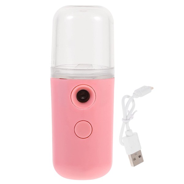 HEALLILY Handheld Facial Steamer Nano Ionic Warm Mist USB Charging Face Sauna Humidifier Makeup Device for Sauna Spa Sinuses Moisturizing Cleansing Pores Pink