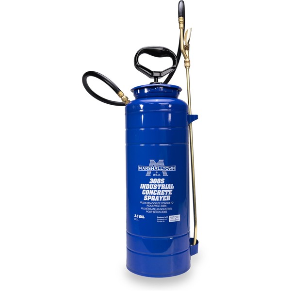 MARSHALLTOWN Industrial Concrete Sprayer, 3.5 Gallon Pump Sprayer, Brass Wand,