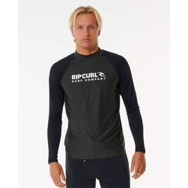 RIP CURL Mens Shock UV Long Sleeve Rash Vest Top - Black Marle - UV Sun Protection and SPF Properties