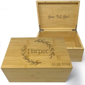 Custom Newborn Keepsake Box Baby - First Birthday Memory Box for Kids, Inside Space, Engraved Time Capsule Boxes 1st Birthday Keepsakes Gifts for Babies, Baby Gift Shower for New Parents, 11x8x4,75 in