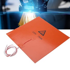 3D Printer Heat Bed, Orange Silicone Heating Pad, Low Power High Thermal Efficiency Hot Bed(220V 750W, 300 * 300mm)