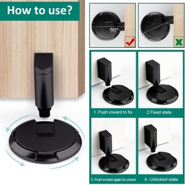 Mechanical Floor Door Stopper Mechanical Door Stopper Door Stop Magnetic Upgrade Punch-Free Mechanical Silent Floor Door Stop Heavy Duty Adjustable Door Stop Magnetic Door (Black)