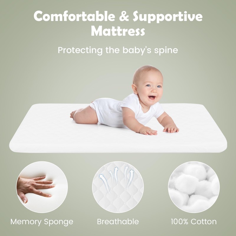 INFANS Baby Bassinet Bedside Crib, Newborn Sleeper w/Large Storage Basket,