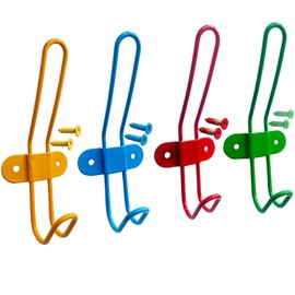 KiaoTime Coat Hangers Coat Rack for School Bags, Coats, Jackets - Set of 4 Colorful Wall Mounted Coat Hooks for Playroom Bedroom Nursery for Backpacks, Towels, Hats, Robes