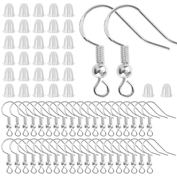 Set of 200 Earring Hooks, Earrings Yourself, Made of Sterling Silver, Hypoallergenic Ear Hooks, DIY Ear Wire, Jewellery Hooks, French Wire Earring Hooks for Jewellery Making