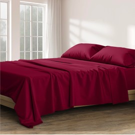 Ashton Sheets 100% Egyptian Cotton Sheets Queen Size - 1200 Thread Count 4 PC Queen Sheet Set Egyptian Cotton, Sateen Weave Luxury Sheets Queen, High Thread Count Sheets, 17" Deep Pocket - Burgundy