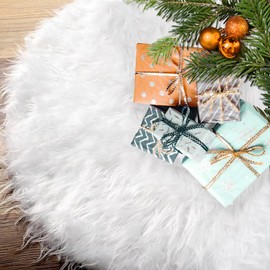 36 Inch Christmas Tree Skirt Mini Faux Fur Xmas Tree Skirt Christmas Decorations Party Ornaments Fluffy Skirt