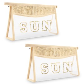 izuzta - Bolsa de maquillaje transparente para mujeres y niñas, 2 unidades transparentes.