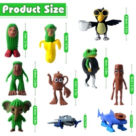 Audasi 10 Pieces Tung Tung Tung Sahur Figures, Italian Brain Red Action Figures Set, Funny Collectible Figures, Tralalero, Tralala Desk Toy, Creative Shark Monkey and More Toys