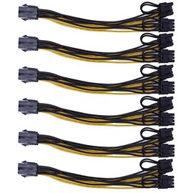 Endlesss 6 Pin to 2 X 8 Pin (6+2) PCIe Adapter Power Cable PCI Express Y - Splitter Extension Cable 9 Inches (6 Pack)