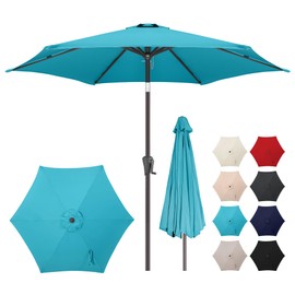 AckMizz 7.5ft Outdoor Patio Umbrella - Table Umbrella Waterprool UV Protection, Sombrillas de Patio with Push Button Tilt&Crank, Sun Umbrella for Pool, Porch, Garden, Deck, Backyard(Sky Blue)