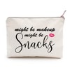Might Be Makeup Might Be Snacks Linen Zippered Makeup Bag