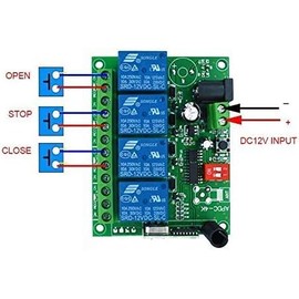 4 Channel DC12V 24V 433MHz 200M Range Wireless Remote Control Switch Radio Remote Control Transmitter Wireless Switch System with Radio Receiver Holder for Gate Controllers, Barriers (DC12V)