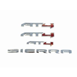 GMC 4PCS Chrome Red AT4 Emblem Sierra Letters Fit GMC Sierra 1500 2500HD 3500HD