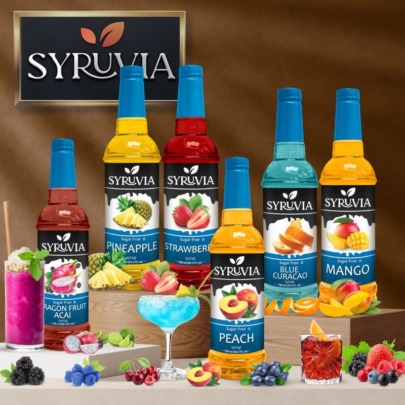 Syruvia Sugar Free Blueberry Syrup 25.4 fl oz, for Beverages,