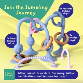 Jumble Jangle Baby Teething Toy – Multi Purpose High Chair Suction Teether Toy: Teething Relief with Sensory Toy Textures for Babies, Infants and Toddlers 0–24+ Months (Light)