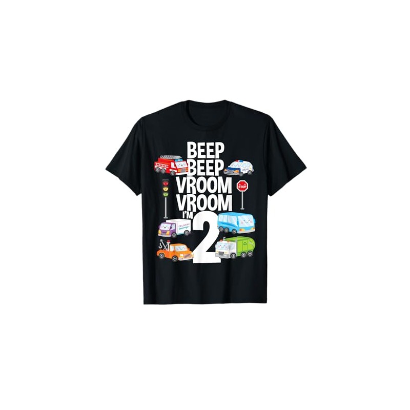 Beep Vroom I'm 2 Trucks Cars Theme Birthday Gift 2