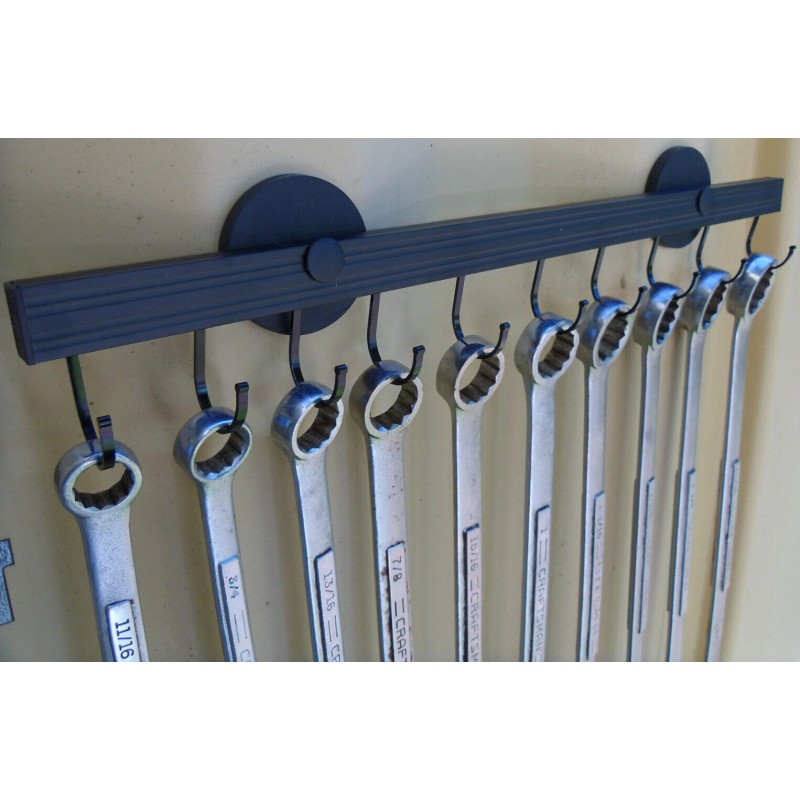 MAGNETIC 10 HOOK RACK WRENCH TOOL HOLDER WALL STORAGE SHIPPING