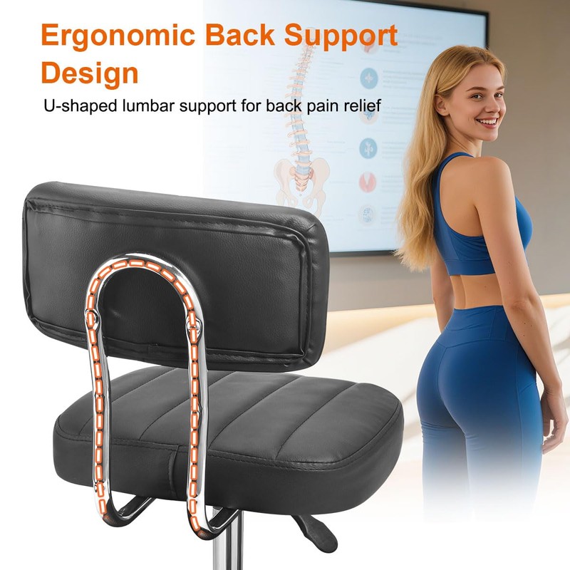 JOSTZHXIN Office Desk Chair with Wheels, Rolling Stool with Backrest