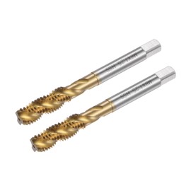 sourcing map 2pcs Spiral Flute Thread Taps, Metric M8 x 1.25 H2 Screw Threading Tap, Titanium Coated M2 High Speed Steel Machine Tapping Tools for Machinist Repair