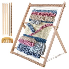 WILLOWDALE 25.2"H x 19.3"W Weaving Loom with Stand Wooden Multi-Craft Weaving Loom Arts & Crafts, Extra-Large Frame, Develops Creativity Weaving Frame Loom with Stand for Beginner