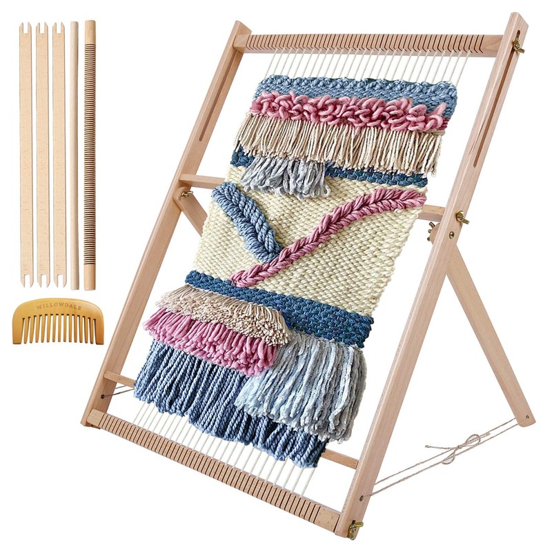 WILLOWDALE 25.2"H x 19.3"W Weaving Loom with Stand Wooden Multi-Craft