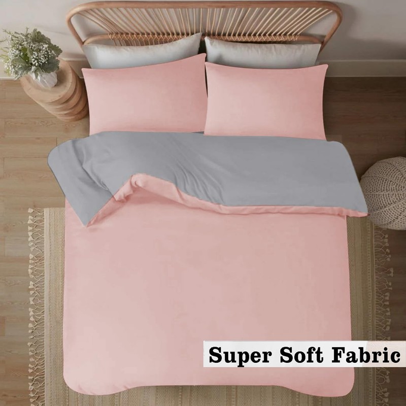 Ev Dekor Double Duvet Cover Sets – Reversible Brushed Microfiber