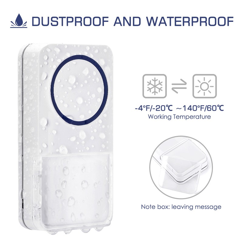 Wireless Doorbell with 1 Remote Button and 2 Plugin Receivers