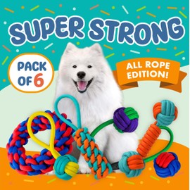 TAILMORR Tough Dog Rope Toys 6 PCS for Aggressive Chewers, Nearly Indestructible Chew Toy, Indoor Outdoor Play for Medium Large Breeds Teething Training
