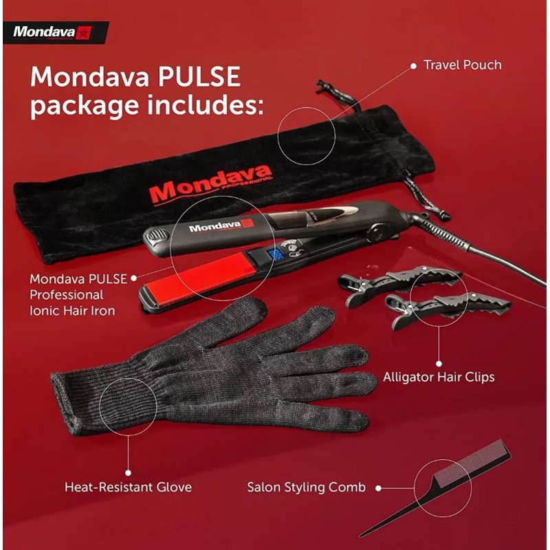 Mondava Professional Ceramic Tourmaline HAIRSTYLING IRON Flat Iron | Sealed