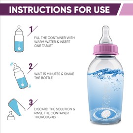 CleanHike (2) Baby Water Bottle Cleaning Tablets - (60 Pack) Natural Bottle Cleaner for Milk Bottles Tabs for Stainless Steel and Plastic Kid's Tumbler - Individually Packed