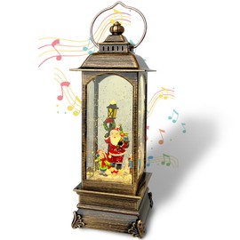 Christmas Snow Globes, Santa Claus Scene Snow Globes with Spinning Dog, Glittering Snow Globe Lantern USB or Battery Powered for Desktop Ornament and Christmas Decoration