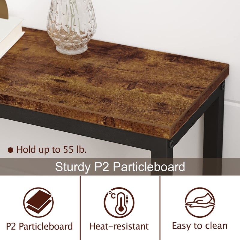 SUPERJARE 70 Inch Console Table with Outlet, Sofa Table with
