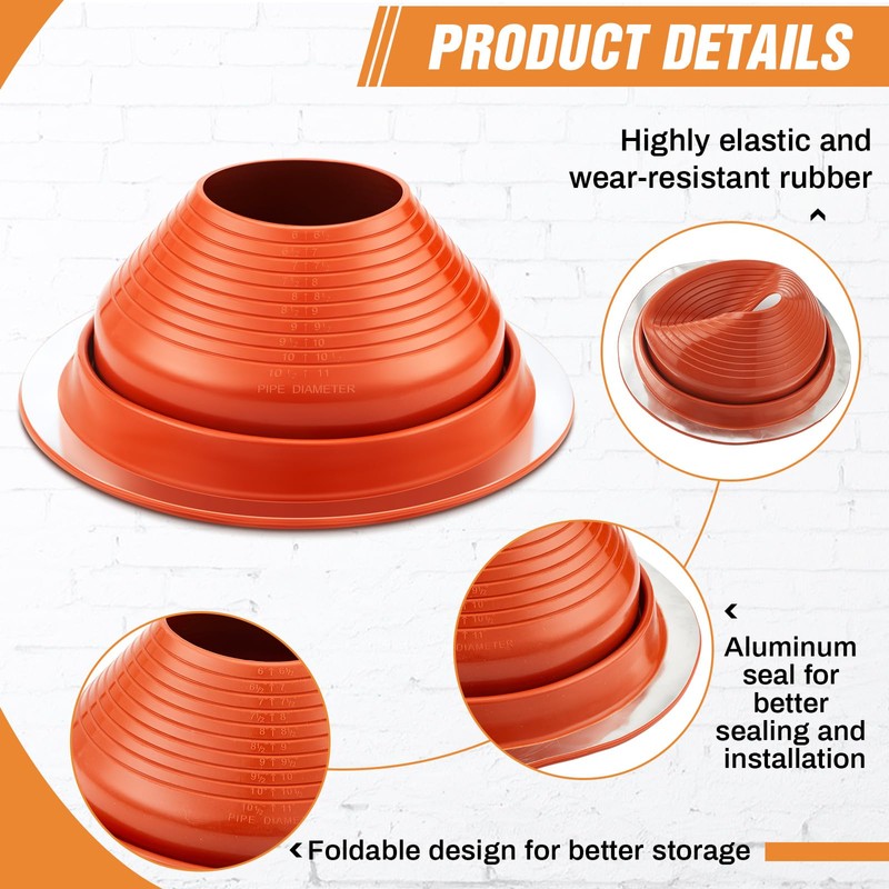 Yaocom 1 Piece #7 Pipe Flashing Boot for Pipe OD