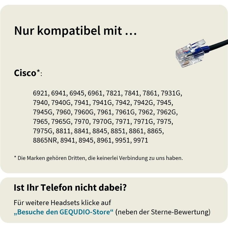 Phone Headset suitable for Cisco ®* Phones - IP Phone