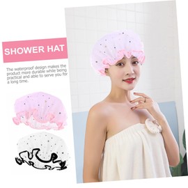 Minkissy Waterproof Shower Cap Soft Elastic Double Layer Hair Protection for Bathing