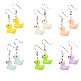 Goiern 6 Pairs Duck Earrings, Cute Duck Earrings for Women and Girls, Jewellery Gift, Resin Dangle Earrings, Cruise Earrings, multicoloured