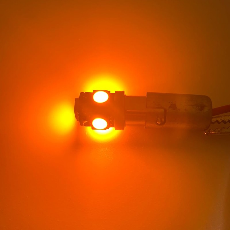 BlyilyB - Paquete de 12 bombillas LED ámbar BA9 BA9S