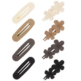Oblihumoy 8Pcs Flat Hair Clips for Women, Lay Down Claw Clips Flower Clips Hair Accessories