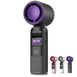 HiBOMASOON Portable Handheld Fan, 4000mAh Long-Lasting Battery Rechargeable, 1-100 Adjustable Speeds, Ultra Compact Foldable Fan for Travel, Camping, Office & Outdoor（K801 Grey）