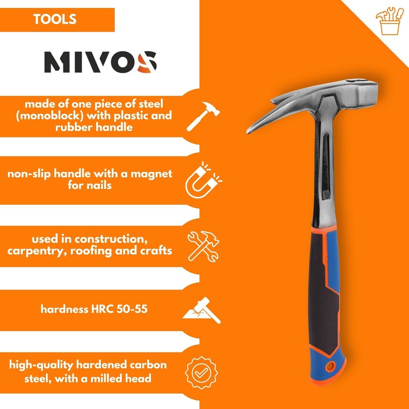 Mivos Roofing Hammer 600 g Head Weight - Forged All-Steel