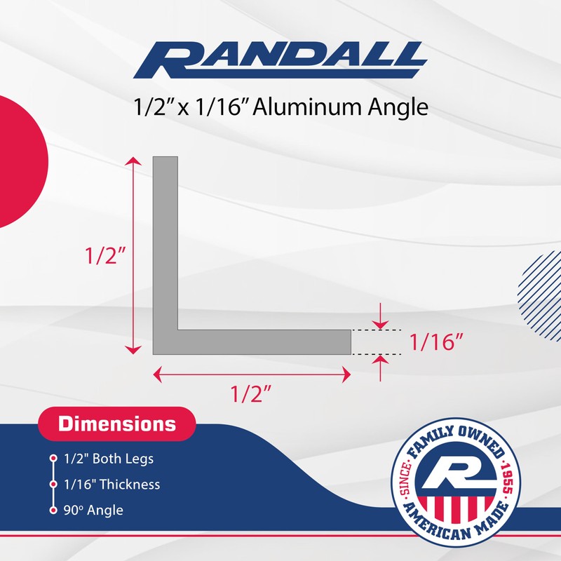 Aluminum Angle (1/2" Wide x 1/16" Thick) 4 FT Long