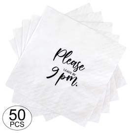 Junkin 50 Pack Please Leave by 9 Napkins Cocktail Funny Napkins for Bar Restaurant Wedding Dinner Party(Stylish)