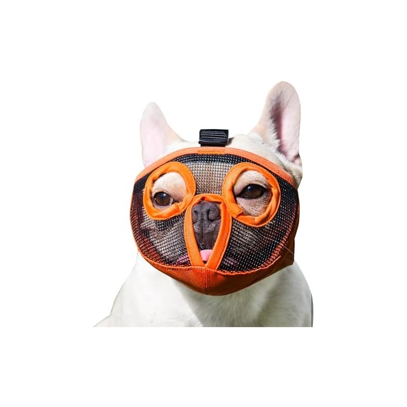 Bozal corto hocico para perro, malla transpirable ajustable para morder,