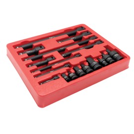 Titan 81483 17-Piece Impact Adapter Set Includes Universal Joints, 1/4-Inch, 3/8-Inch, 1/2-Inch Wobble Extensions, Increasing and Reducing Adapters