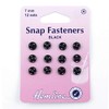 Hemline Snap Fasteners - Black, Size 7mm, 12 sets