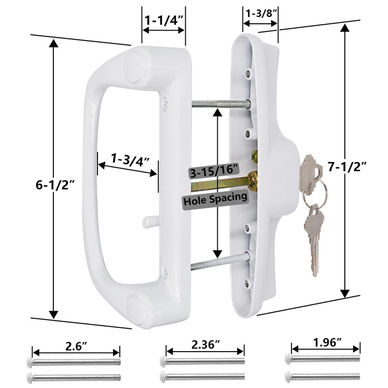 Eockatoo Sliding Glass Patio Door Handle Replacement Set with Key