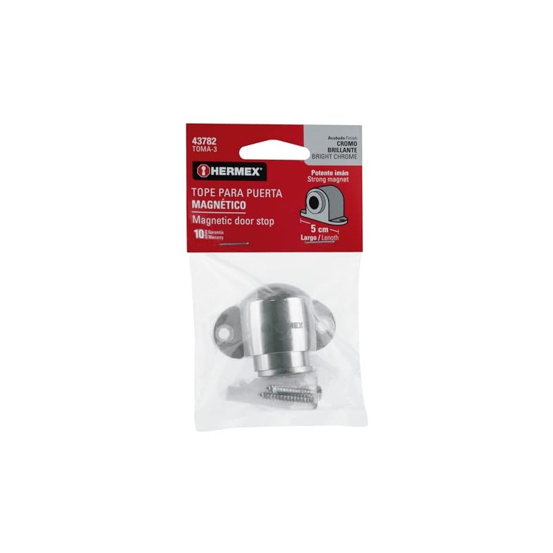 Hermex TOMA-3, Tope para puerta, magnético de cromo